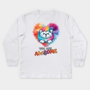 Fluffy: "You are awsome" collorful, cute, furry animals Kids Long Sleeve T-Shirt